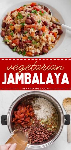 The best vegetarian jambalaya perfect for weeknight dinners! This easy rice and beans recipe is packed with Cajun flavors and made in just one pot. It the perfect meal for Meatless Mondays! Save this easy vegetarian jambalaya recipe for later! Jambalaya Rice Recipe, Easy Rice And Beans Recipe, Vegetarian Jambalaya, Vegetarian Bean Recipes, Easy Bean Recipes, Red Beans Rice, Vegan Jambalaya, Rice And Beans Recipe, Easy Rice