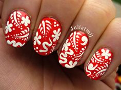 Hawaiian Flower Design, Palm Tree Nails, Hawaiian Christmas, Disney Nails