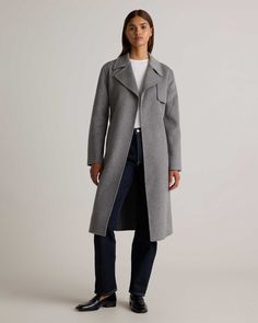 Double-Faced Merino Wool Trench Coat Wool Trench Coat, Quarter Zip Sweater, Trench Coats Women, Fall Wardrobe, Wool Coat, Sweater Jacket, Outerwear Jackets, Shirt Jacket, Merino Wool