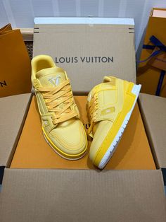 LUV Yellow Trainer Sneakers Available size 35-46It comes with a Dust box, Care manual, Tag, and Paper bag. Luxury Classic Yellow Sneakers, Luxury Yellow Sneakers With Rubber Sole, Luxury Yellow Lace-up Custom Sneakers, Luxury Yellow Low-top Custom Sneakers, Luxury Low-top Yellow Custom Sneakers, Luxury Yellow Urban Sneakers, Luxury Sneakers Men, Luxury Yellow Low-top Sneakers, Luxury Yellow Suede Sneakers