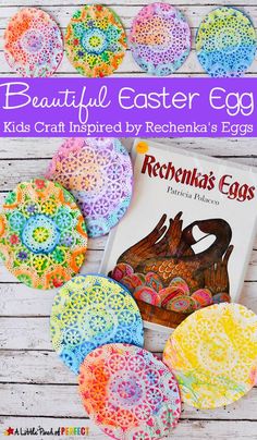 colorful easter egg craft for kids made with crochet doily