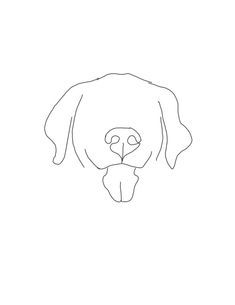 a black and white drawing of a dog's face