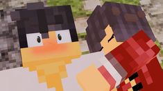 an image of two people that are in the style of minecrafts with different skin colors