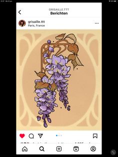 an instagram page with purple flowers on it