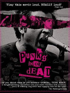 the poster for punk's not dead, which is featured in pink and black