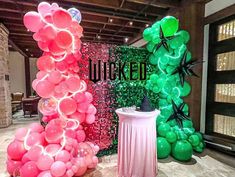 With this backdrop, you’re gonna be POPular! ✨ It feels like a piece of Oz landed right here 💚💗🔮🪄 DETAILS: •Ombre Green and Pink Shimmer Wall •Organic Columns •LED strip lights •Helium Balloons Glinda’s sparkling crown and Elphaba’s iconic black hat complete the look, bringing a touch of Oz where glamour meets mystery in perfect Wicked style! #wicked #wickedmovie #wickedthemusical #balloons #columns #marquee #green #pink #oz #mystery #magic #popular #party #movie #planning #nbc #arian... Wicked Movie Birthday Party, Wicked Birthday Party Decorations, Wicked Movie Party, Wicked Party Decorations, Wicked Themed Birthday Party, Wicked Party Ideas, Wicked Birthday Party Ideas, Wicked Party Theme, Wicked Themed Party