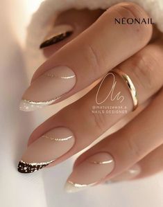 Saggitarius Nail Ideas, Metallic Nails Design, Beauty Nails Design, Simple Gel Nails, Metallic Nails, Acrylic Nail Art, Neutral Nails, Elegant Nails