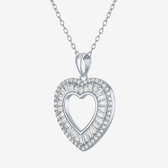 This beautiful Yes, Please! women's heart pendant is made with 72 Lab-Grown white sapphires, symbolizing love and elegance. Crafted in sterling silver, it's an ideal gift for someone special.Features: In A Gift BoxJewelry Closure: Spring Ring ClaspSetting: ProngShape: HeartStone Cut: RoundMetal Color: WhiteChain Length: 18 InchChain Width: 1.2 MillimetersChain Gauge: 025Pendant Length: 26mmPendant Width: 20mmChain Construction: CableCare: Wipe CleanStone Type: 72 Lab Created SapphireAuthenticity Sterling Silver Heart Pendant, Silver Heart Pendant, Yes Please, Sterling Silver Heart, White Sapphire, Heart Pendant Necklace, Silver Heart, Spring Rings, Heart Pendant