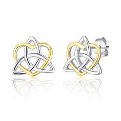 PRICES MAY VARY. 【Celtic Knot Earrings】:The design incorporates two intertwined Irish Celtic knots, it is known as the Love Knot. It involves many intertwining loops that have no beginning or end, and is in the form of a ring that is the symbol of eternal love. 【Features of the Celtic Knot Earrings 】Size of the Celtic Knot Earrings: 9mm/0.35inch*9mm/0.35inch ‖ Weight: 1.2g in total(tiny and lightweight for every day and night wear.) ‖ Perfect for your second ear hole and cartilage! 【Superior Qua Irish Knot, Celtic Knot Jewelry, Triangle Jewelry, Celtic Knot Earrings, Knot Jewelry, Celtic Knots, Jewelry Knots, Jewelry Heart, Presents For Women