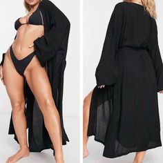 Nwot Asos Beach Kimono In Black. Open Front. Flared Sleeves. Belted Waist. Relaxed Fit. Loose Cut. Brand New Without Tags. No Trades | No Paypal | No Holds | No Modeling. Offers Welcome Through The Offer Button Only. More Photos Coming Soon! Black Summer Cover-up For Loungewear, Casual Black Cover-up For Loungewear, Black Beachwear Swimwear For Day Out, Fringe Swimsuit, Beach Playsuit, Tie Dye Swimsuit, Beach Caftan, Beach Rompers, Beach Kaftan