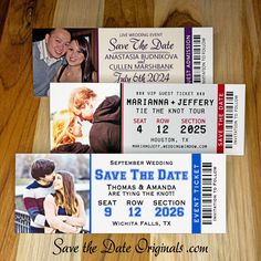 save the date tickets with photos on them