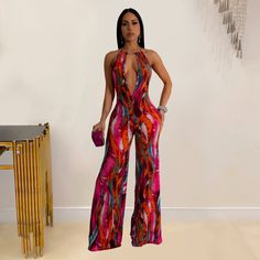 Gender: Women Type:Jumpsuits Feature:Printed Sleeveless Deep V Colorblock Backless Long Jumpsuit Material:Polyester Style:Casual/Fashion Color:Black Size:S. M. L. XL. 2XL Please Note:All Dimensions Are Measured Manually With A Deviation Of 1 To 3cm. Multicolor Halter Neck Jumpsuits And Rompers For Party, Sleeveless Multicolor Party Jumpsuit, Multicolor Strapless Sleeveless Jumpsuit For Spring, Multicolor Stretch Sleeveless Jumpsuits And Rompers, Chic Multicolor Strapless Sleeveless Jumpsuit, Chic Multicolor Strapless Jumpsuit, Chic Multicolor Stretch Jumpsuits And Rompers, Chic Stretch Multicolor Jumpsuits And Rompers, Chic Multicolor Jumpsuits And Rompers For Party