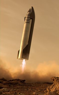 an artist's rendering of a rocket launching into the sky