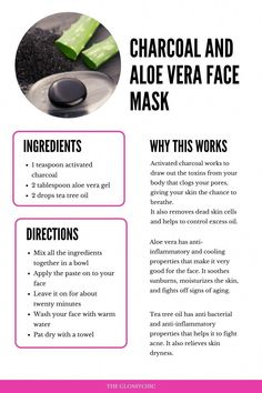 Activated charcoal face masks you can easily do at home Aloe Recipes, Diy Charcoal Face Mask, Charcoal Face Mask Diy, Diy Selfcare, Aloe Face Mask, Activated Charcoal Face Mask, Diy Charcoal, Herbal Benefits, Activated Charcoal Mask