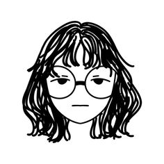 Glasses Girl Drawing, Girl With Glasses Cartoon, Professional Pfp, Girl With Glasses Drawing, Doodle Pfp, Pfp Glasses, 심플한 그림, Cartoon Pfp, Wow Art