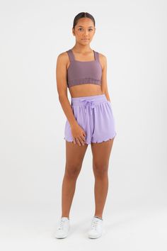 Slow it down and hit reset with the Snuggle Rib Loose-Fit Short in Lavender. The ballet-core loungewear essential is here to help you rest in style. This short features a relaxed A-line fit, styled with a flitty frilled hemline. It’s snuggly and cosy yet lightweight and breezy. A perfect summer loungewear addition. Summer Loungewear, Ballet Core, Shorts With Tights, Just Dance, Perfect Summer, Dance Wear, Workout Shorts, Leotards, In Style