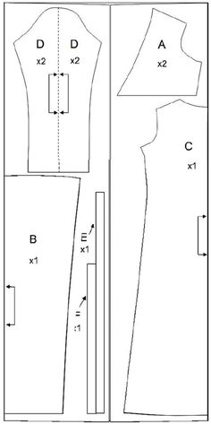 the front and back view of a sewing pattern for a dress, with measurements on it