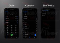 three iphone screens showing different settings for the same device