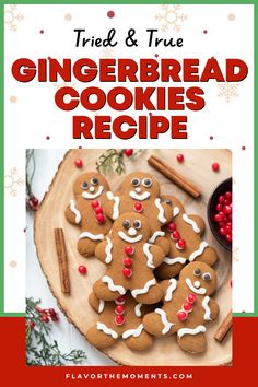 gingerbread cookies recipe on a wooden board with cinnamon sticks