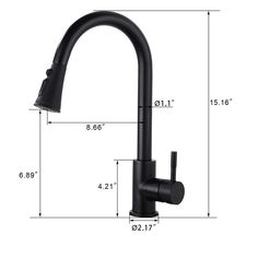 the standard kitchen faucet is shown with measurements