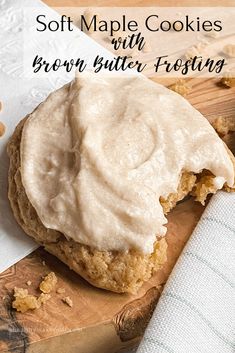 soft maple cookies with brown butter frosting on a cutting board