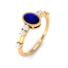 Product Details Turn a simple look into a classic one! on your special day with this Oval Blue Sapphire Engagement Ring. It is crafted in Gold for fabulous and graceful appeal. The Blue Sapphire is held in beaded bezel setting, accompanied by round Diamond. This Blue Sapphire Engagement Ring is a glistening piece of fine jewelry. Product Information SKU SHP-RINGS072210344 Weight 1.44 gm (Approximate) BLUE SAPPHIRE INFORMATION No.of Stones 1 Pieces Total Weight 0.60 Carat (Approximate) Dimension( Sapphire Solitaire Engagement Ring, Blue Sapphire Engagement Ring, Sapphire Solitaire, Sapphire Engagement Ring Blue, Ring With Diamond, Sapphire Engagement Ring, Signature Jewelry, 18k Yellow Gold Ring, Timeless Jewelry