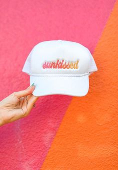 Sunkissed Embroidered Trucker Hat Hats Jadelynn Brooke Embroidered Snapback Trucker Hat For Beach, Summer White Trucker Hat With Embroidered Logo, White Embroidered Trucker Hat For Summer, White Embroidered Logo Trucker Hat For Summer, Trendy White Embroidered Hat, Summer Adjustable Trucker Hat With Embroidered Logo, Summer Beach Embroidered Trucker Hat, Trendy Summer Trucker Hat With Embroidered Logo, Adjustable Trucker Hat With Embroidered Logo For Summer