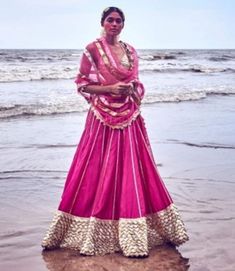 V Neck Lehenga, Chanderi Lehenga, Noodle Strap, Wedding Wardrobe, Pink Lehenga, Designer Outfits, Designer Gowns, Indian Design