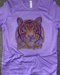 Bella Canvas Brand 52%cotton 48%polyester Cool comfy soft shirt Heather Crew Neck Top With Graphic Print, Geaux Tigers, Tiger T Shirt, Football Shirt, Football Shirts, Tigers, Bella Canvas, Gender Neutral, Adult Outfits