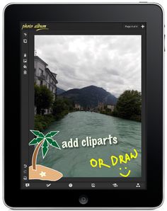 an ipad with the words ad cliparts or draw on it's screen