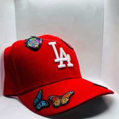 Kendrick “To Pimp A Butterfly” Themed Hat Trendy Red Flat Bill Hat, Red Casual Fitted Hat With Short Brim, Trendy Red Snapback Hat With Flat Bill, Red Cap For Spring, Trendy Red Trucker Hat With Short Brim, Trendy Red Snapback Hat With Curved Brim, Red Flat Bill Hat For Spring, Red Short Brim Baseball Cap For Spring, Trendy Red Flat Brim Baseball Cap