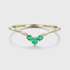 Enchanting Emeralds: Curved Match 14k Yellow Gold Wedding Ring. Embrace Everlasting Love & Beauty! Green Wedding Rings, Emerald Green Weddings, Yellow Gold Wedding Ring, Affordable Jewelry, Gold Wedding Rings, Three Stone, Lab Diamonds, Gold Wedding, Jewelry Stores