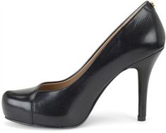 Sexy platform pump. This high-heeled shoe features a smooth leather upper with overlapping leather at the toe for a graceful design. The soft lining is easy to slip into, and a lightly cushioned footbed provides great comfort in a dress shoe. The 3/4'' platform adds height without delivering a high pitch, and a synthetic outsole provides the traction you need for your on-the-go lifestyle. Sexy simplicity is yours with the Isola Cagney pump. Leather Latex comfort footbed Overlasted platform Wrapp High Pitch, Wrap Heels, Dress Shoe, Platform Pumps, A Dress, The 3, Smooth Leather, High Heel Shoes, New Black