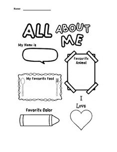 all about me worksheet for kids with pictures and words on the front page