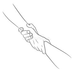 two hands holding each other in black and white royalty illustration for coloring pages, books or prints