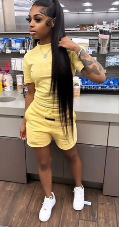 Yellow Essentials Outfit, Essential Set Outfit, Designer Outfits Black Woman, Fly Shi Only Outfits, Cute Online Clothing Stores, Stylish Summer Outfits