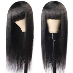 Wigs with bangs are great for an effortless slay. You don't have to spend time fixing your hairline, just apply and go. Meetu hair offer 8-26inch natural color machine made wigs,150% debsity virgin human hair wigs,human hair wigs with bangs,affordable human hair bang wigs. Wigs Collection, Peruvian Straight Hair, Remy Wigs, Brazilian Straight Human Hair, Wigs Straight, Virgin Hair Wigs, Curly Hair Wig, 100 Human Hair Wigs, Straight Lace Front Wigs