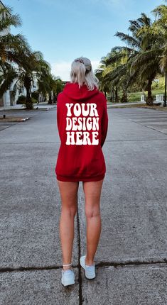 "INSTANT DOWNLOAD  ♥ DETAILS ♥ - This image is for the Gildan 18500 Red Unisex Hoodie - You will receive a high resolution digital image free of branding    (will not include the \"Your Design Here\" text or watermark) - Model is wearing size XL - Image Size: 1905 x 3479 Pixel ♥ KEEP IN MIND ♥ - You may use these images for personal and commercial use only. No additional license required. - You may not resell or share this image in any way." Oversized Hoodie Mockup, Summer Street Style, Hoodie Back, Your Design Here, Hoodie Mockup, Summer Street, Street Style Summer, Red Sweater, Oversized Hoodie