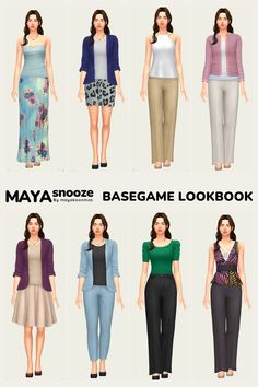 many different types of women's clothing are shown in this image, and the text may