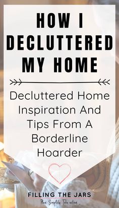 a woman reading a book with text overlay how i declutter my home