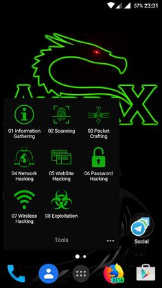 an image of neon green text on a black background with icons and symbols in the bottom right corner