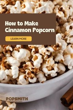 Planning to make cinnamon popcorn for the first time? Whether it's to snuggle in the couch with your special someone on date night or an at-home movie night with the family, we've got a DIY cinnamon popcorn recipe you'll enjoy. This step by step gourmet popcorn recipe includes how to make a cinnamon sugar popcorn seasoning and cook stovetop popcorn using a home popcorn popper. Visit the Popsmith blog now for more about our cinnamon popcorn. | movie snacks Home Popcorn, Popcorn Recipes Chocolate