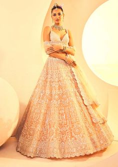 Peach foil lehenga set