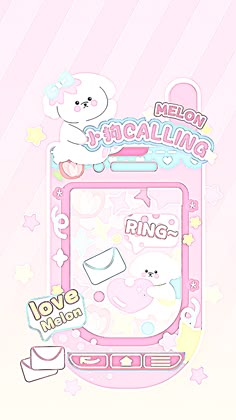 a pink phone with some stickers on it