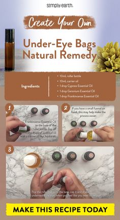 Natural Eye Bags Remedy with Essential Oils - Simply Earth Blog Eye Bags Remedy, Eye Bag Remedies, Natural Diy Products, Essential Oil Remedies, Simply Earth, Cypress Essential Oil, Essential Oils Collection