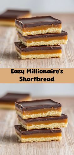 three different types of shortbreads stacked on top of each other with text overlay