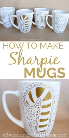 how to make sharpie mugs with gold and white designs on the inside, in different sizes