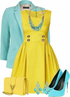 Neue Outfits, فستان سهرة, Komplette Outfits, Polyvore Outfits, Work Fashion, Yellow Dress