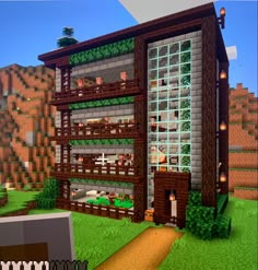 an image of a very nice looking house in the minecraft style with lots of windows