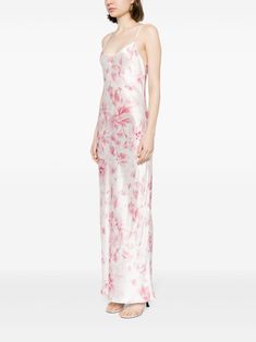 Reformation Parma Floral Silk Dress - Farfetch Floral Print Satin Slip Dress With Spaghetti Straps, Satin Slip Dress With Floral Print And Spaghetti Straps, Pink Slip Dress With Straight Neckline For Spring, Evening Satin Slip Dress With Floral Print, Elegant White Slip Dress With Floral Print, Elegant White Floral Print Slip Dress, Elegant Pink Slip Dress With Delicate Straps, Spring Silk Slip Dress With Straight Neckline, Chic White Slip Dress With Floral Print